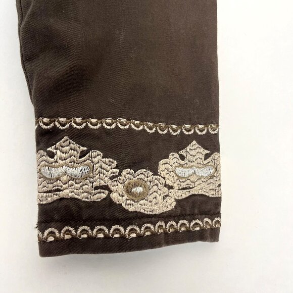 Love Stitch Embroidered Fitted Jacket Blazer Brown Women's Sz. M - Picture 3 of 14